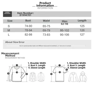 Detailed size chart for the elegant mesh dress including S, M, and L measurements