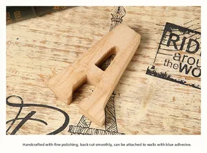 Macro detail of handmade wooden letter A with smooth finish for wall decoration