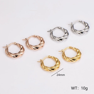 Geometric Twisted Stainless Steel Hoop Earrings Woven Textured High Polish Minimalist Fashion Jewelry Accessories
