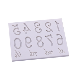 Silicone fondant mold with numbers 0-9 and ordinal suffixes for cake decorating