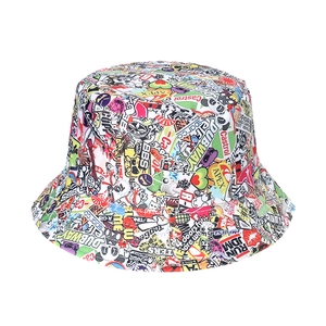Graffiti print sun protection bucket hat for outdoor street fashion and sunshade wear