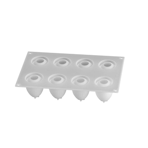8-cavity egg shaped silicone mold in light gray for Easter DIY chocolate and mousse cake