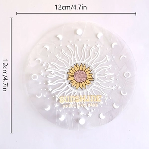 Detail of 12cm rainbow prism suncatcher window sticker with sunflower and moon motif