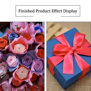 DIY colorful 4cm satin ribbon roses and gift box with red bow for wedding decor