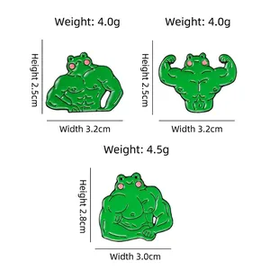 Funny green muscle frog enamel pins made of alloy for backpacks and clothing decoration