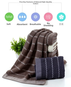 Detail of high-absorbent thick cotton towels with elegant wave jacquard texture