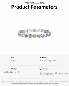 Detail view of S925 sterling silver rainbow ring with colorful 5A cubic zirconia stones