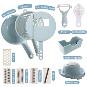 Multifunctional vegetable cutter set with shredder, slicer, and egg separator