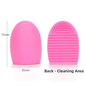 Detailed size view of silicone makeup brush cleaner egg showing 74mm height and 55mm width
