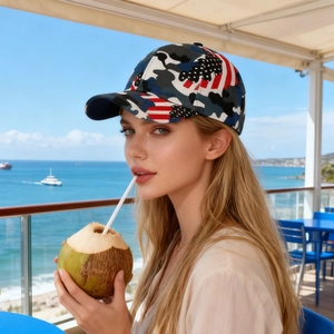 Baseball Cap Camouflage American Flag USA Stars And Stripes Polyester Breathable Sunshade Outdoor Sports Hat For Men Women