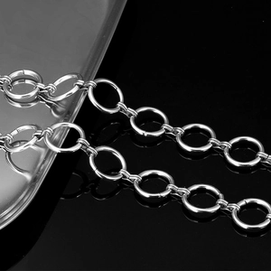 Polished stainless steel round link chain for DIY necklaces and fashion jewelry crafting