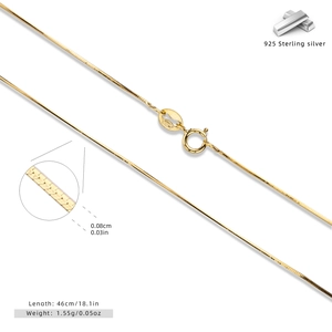 Detailed view of S925 sterling silver gold chain necklace with length and weight specs