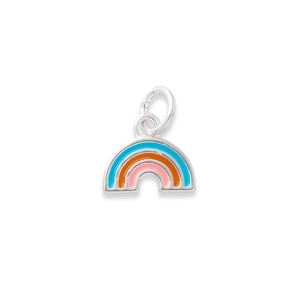 Handcrafted s925 silver rainbow charm with colorful enamel inlay for DIY jewelry design