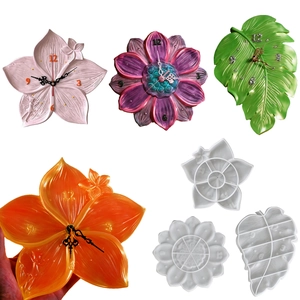 Lotus Flower Leaf Shape DIY Silicone Clock Mold Resin Casting Wall Clock Plate Hand-made Home Decor Craft Tool