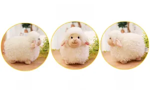 Detailed view of the soft white sherpa fleece texture and cute features of the sheep plush
