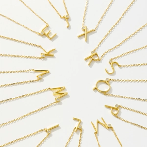 Elegant gold S925 sterling silver alphabet necklaces with sparkling crystal pendants