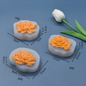 3-piece lotus and rose silicone molds for fondant, chocolate and aromatherapy soaps