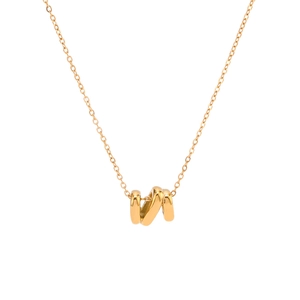 Minimalist 18K gold plated stainless steel necklace with a hollow letter N spiral pendant