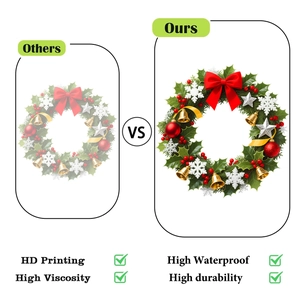 Waterproof Christmas wreath window sticker with vibrant high-definition printing detail