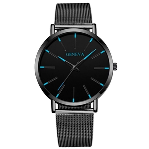 Montre Quartz Analogique Minimaliste Bracelet Maille Cadran Rond Business Casual Elégante Montre Bracelet Hommes Femmes Mode