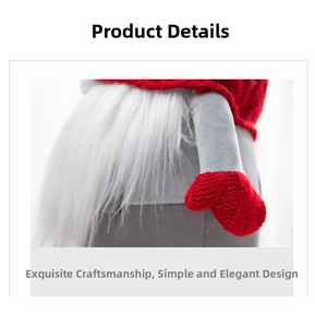 Close-up of Santa gnome featuring soft white faux fur beard and red knit hat details