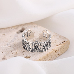 Bague couronne en argent sterling 925 vintage avec finition oxydée pour un look rétro