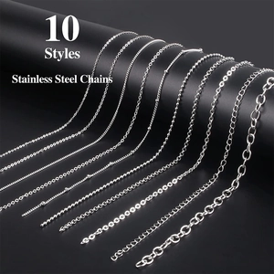Selection of 10 different stainless steel DIY chain styles for jewelry making