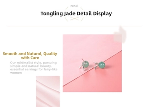 Detail of S925 silver rabbit earring with green aventurine jade and sparkling cubic zirconia