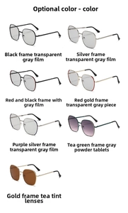 Multiple color options of geometric oversized sunglasses with metal frames and gradient lenses