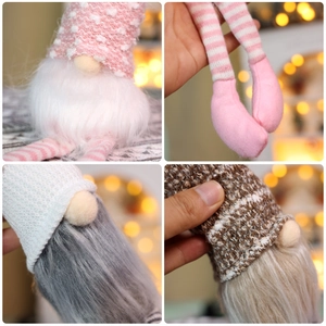 Christmas faceless gnome doll with long legs and knitted hat in various soft festive colors