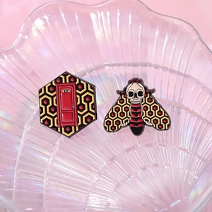 The Shining Overlook Hotel Room 237 and Silence of the Lambs moth enamel pins