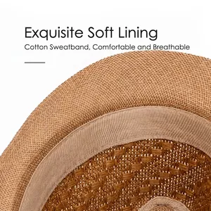 Straw Panama hat interior featuring breathable cotton sweatband and premium weave texture