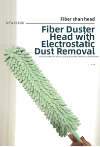 Detail of light green microfiber dusting head with electrostatic adsorption technology