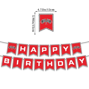 Banderole d'anniversaire F1 avec texte Happy Birthday et motifs de drapeau à damier