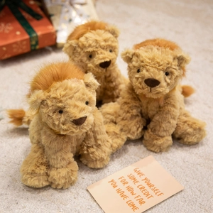 Süße Löwen-Plüschfigur mit weicher Mähne und braunem Fell für Kinder und Geschenke