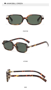 Stylische quadratische Sonnenbrille mit Schildpatt-Muster und grünen Gläsern für Unisex.
