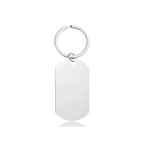 Polished stainless steel rectangular dog tag keychain for laser engraving and gifts