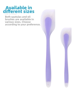 Purple translucent silicone spatula set in two sizes for baking and mixing cream