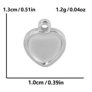 Detailed size and weight specs for the 304 stainless steel heart pendant accessory