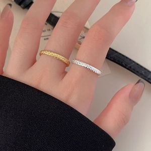 925 Sterling Silver Ring Minimalist Twist Wheat Texture Adjustable Open Finger Jewelry For Women Greek Style