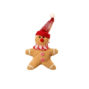 Simpatico peluche a forma di omino di pan di zenzero con cappello per albero di Natale