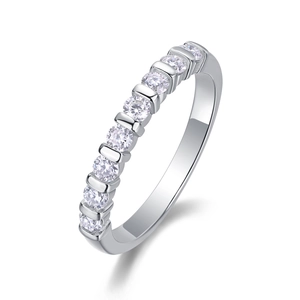 Elegant S925 sterling silver eternity ring with sparkling white cubic zirconia stones