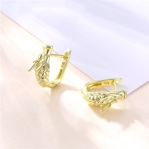 Dragon Head Ear Cuff Hoop Earrings Gold Plated Copper With 925 Sterling Silver Earring Post Retro Punk Style Women