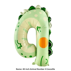 40 inch green crocodile themed animal number 4 foil balloon for birthday party decoration