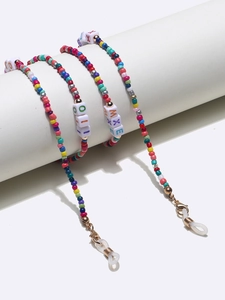 Chaîne de lunettes perles colorées à la main avec lettres et fermoirs dorés