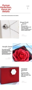 Detail view of rotating jewelry box with red soap rose and clear acrylic cover