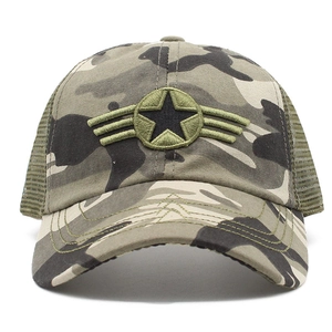 Casquette de baseball camouflage avec broderie étoile et filet respirant