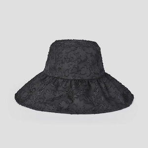 Eleganter schwarzer Jacquard-Sonnenhut mit breiter Krempe und UV-Schutz für den Sommer