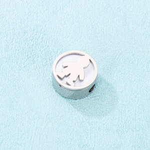 Polished stainless steel round bead with hollow boy silhouette for DIY jewelry bracelets