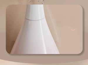 Close-up of the top sealed lid design preventing odors on a white toilet brush base